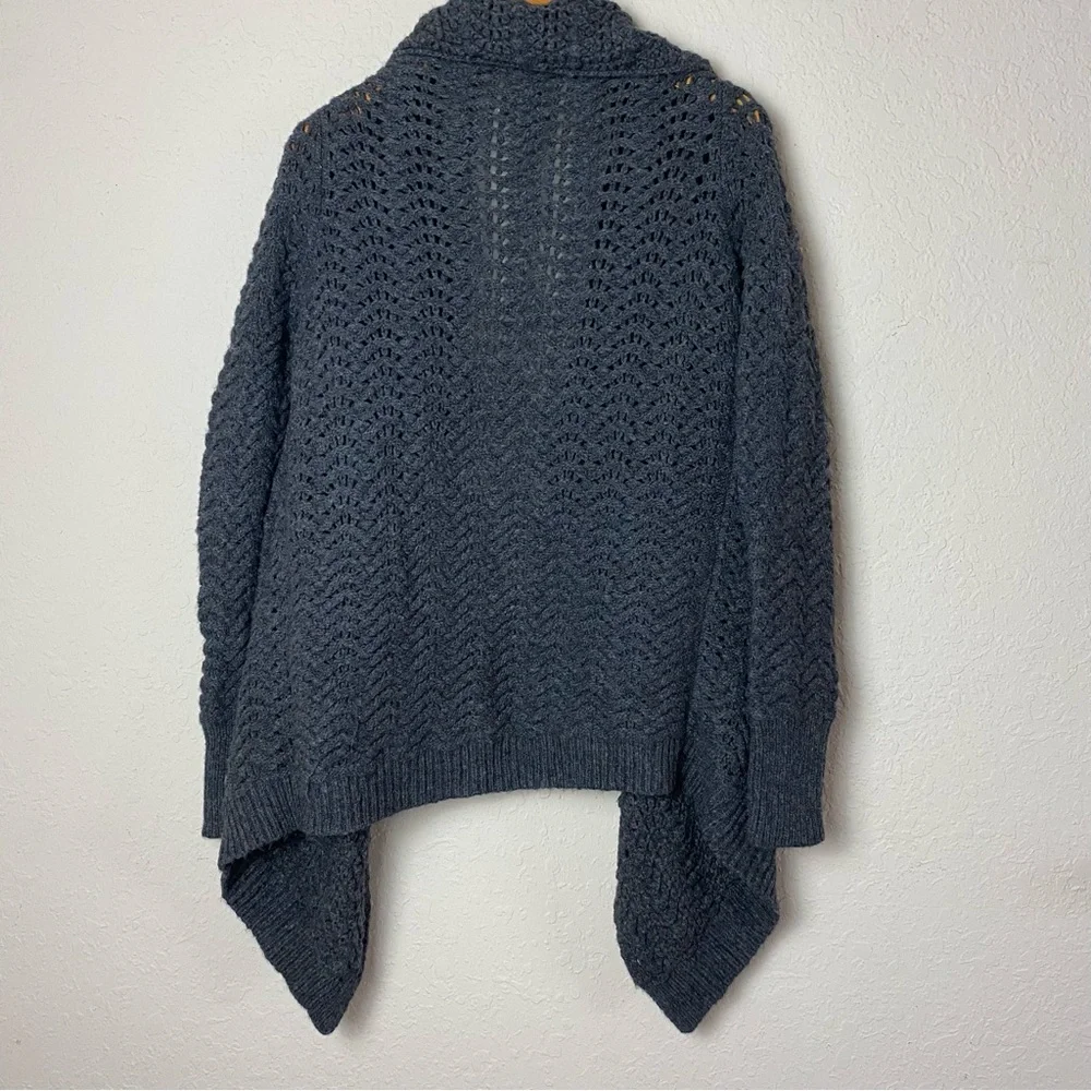 Joie Wool Blend Cascade Open Knit Cardigan Gray - Picture 4 of 7